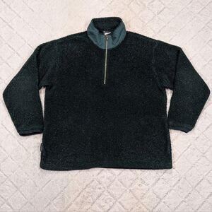 Vintage Columbia Sweatshirt Mens XL Green Sherpa Fleece ¼ Zip Pullover Cozy